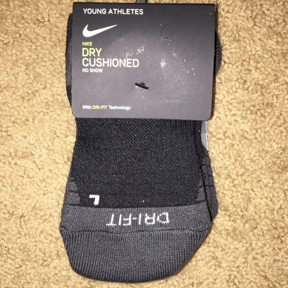 NEW Nike Youth 3 Pack Dry Cushioned No Show Socks SX5573-010 Black S 3Y-5Y
